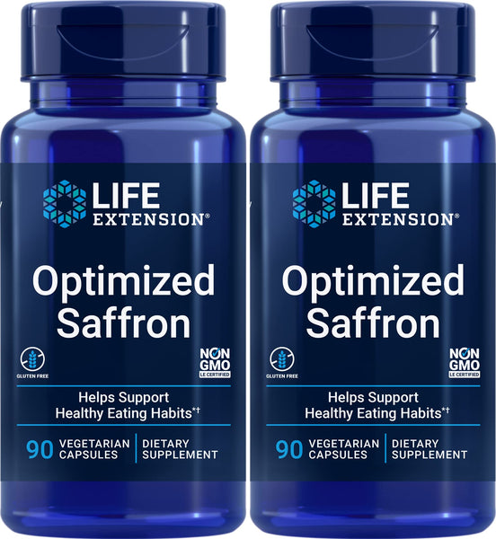 Life Extension Optimized Saffron Extract with Satiereal, 90 Veg Caps (Pack of 2) - 88.25 mg