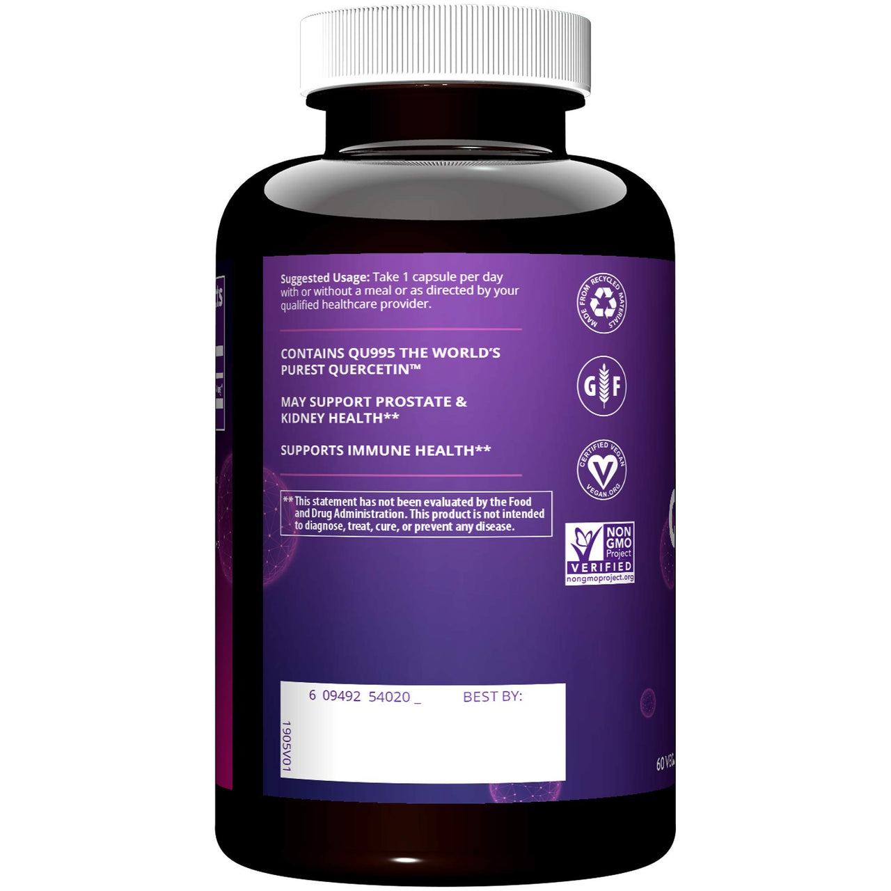 MRM Nutrition Quercetin 500 mg - for Women and Men - Pure Quercetin Flavonoid Extract for Healthy Immune and Cardiovascular Health, Antioxidant Support, Gluten Free & Vegan - 60 Servings