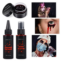Thumbnail for BOBISUKA 3PCS Halloween Fake Blood Makeup Kit - Coagulated 1.41oz + Spray 1.76oz + Dripping 1.76oz, Realistic Washable SFX Makeup for Zombie Monster Mouth Clothes Dress Up