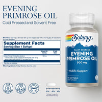 Thumbnail for SOLARAY High Potency Evening Primrose Oil 500mg - Midlife Support - Source of Gamma Linolenic Acid and Linoleic Acid - No Solvents, Cold Pressed - 90 Servings, 90 Softgels