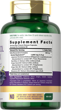 Thumbnail for Carlyle Resveratrol Complex - 180 Capsules - Trans Resveratrol Supplement with Grape Seed Extract - Non GMO, Gluten Free