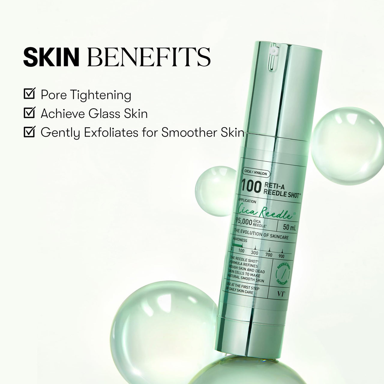 VT COSMETICS Reti-A Reedle Shot 100 Serum with Retinol (Vitamin A) & Repairing Exosome Microneedling Formula, Korean Skin Booster, 1.69 fl oz(50ml)