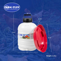 Thumbnail for FARM-TUFF Hanging Chicken Waterer, 5 Gallon Capacity - Plastic Poultry Fountain with Top Fill Design - Automatic Water Dispenser for Chickens, Ducks, Turkeys & Game Birds