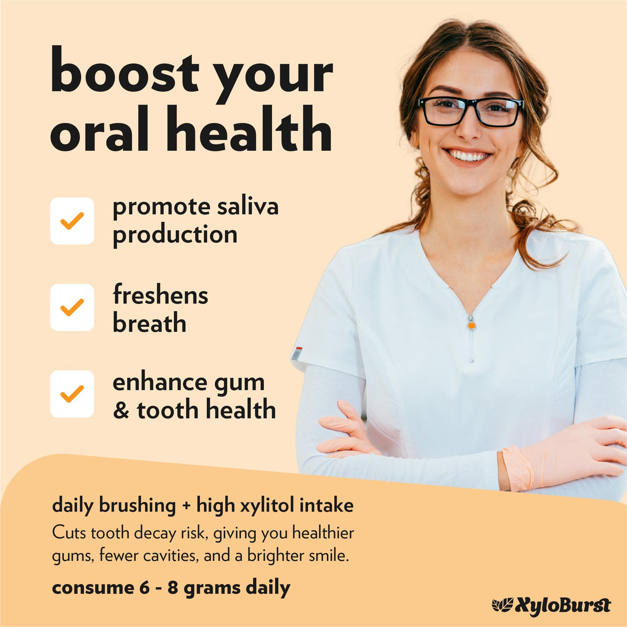 XyloBurst Gum | Xylitol Chewing Gum | Sugar Free, Gluten Free, Keto Friendly | Aspartame Free Gum For Oral Health | Fruit | 100-Count Jar