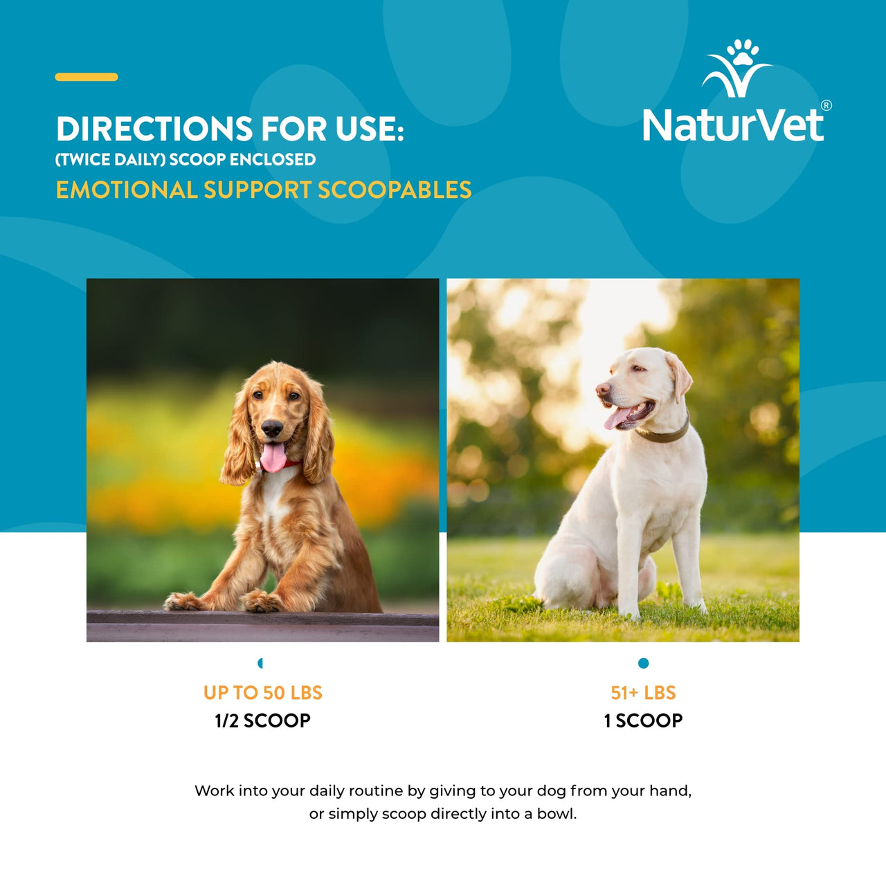 NaturVet Scoopables Emotional Support for Dogs - Daily Calming Aid Promotes 24/7 Normal, Calm Behavior - Hickory Smoked Bacon Flavored | 11oz Bag