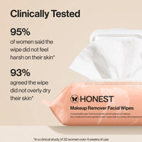 Thumbnail for Honest Beauty Fragrance Free Cleansing Makeup Remover Facial Wipes | Plant Based, Hypoallergenic, Gentle for Sensitive Skin | 90 Count