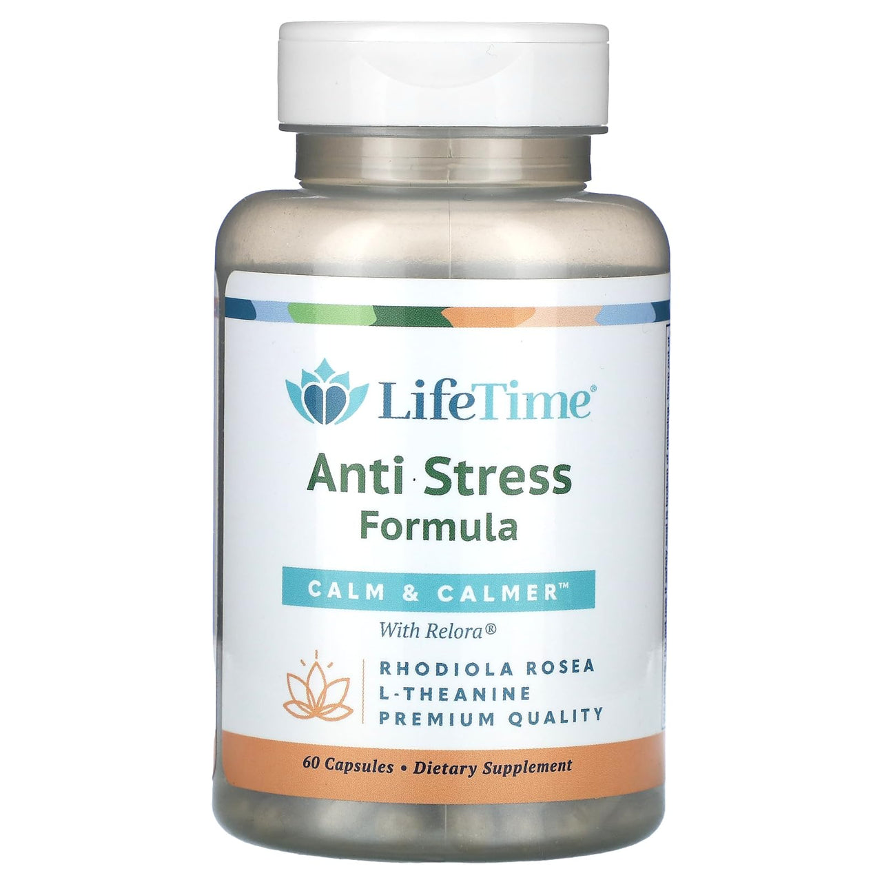 LIFETIME Calm & Calmer Anti-Stress Formula | w/Rhodiola Rosea & Relora | to Help Ease & Calm Mind | Energy & Focus | 60 Capsules