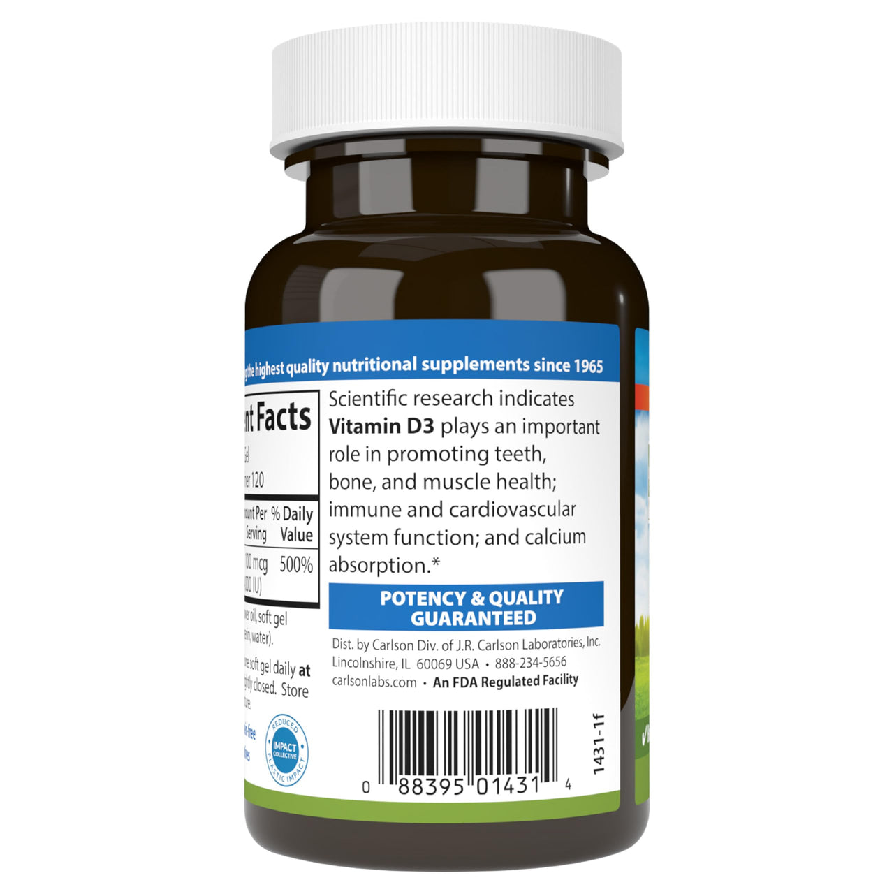 Carlson - Vitamin D3, 4000 IU (100 mcg), Vitamin D Supplements, Bone & Immune Health, Cholecalciferol Supplement, Gluten Free Vitamin D Capsules, 120 Softgels