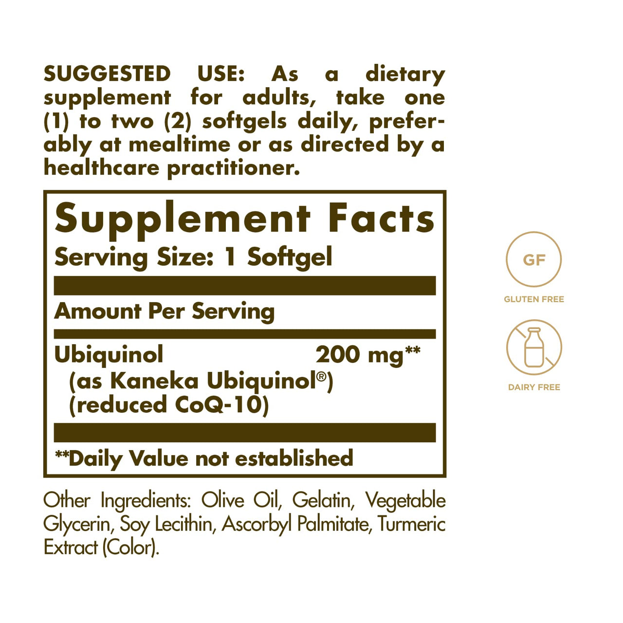 Solgar Ubiquinol 200 mg (Reduced CoQ-10), 30 Softgels - Promotes Heart & Brain Function - Supports Healthy Aging - Coenzyme Q10 - Ubiquinone Supplement - Gluten Free, Dairy Free - 30 Servings