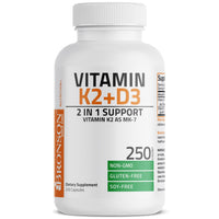 Thumbnail for Bronson Vitamin K2 (MK7) with D3 Supplement Non-GMO Formula 5000 IU Vitamin D3 & 90 mcg K2 MK-7 Easy to Swallow D & K Complex, 250 Capsules