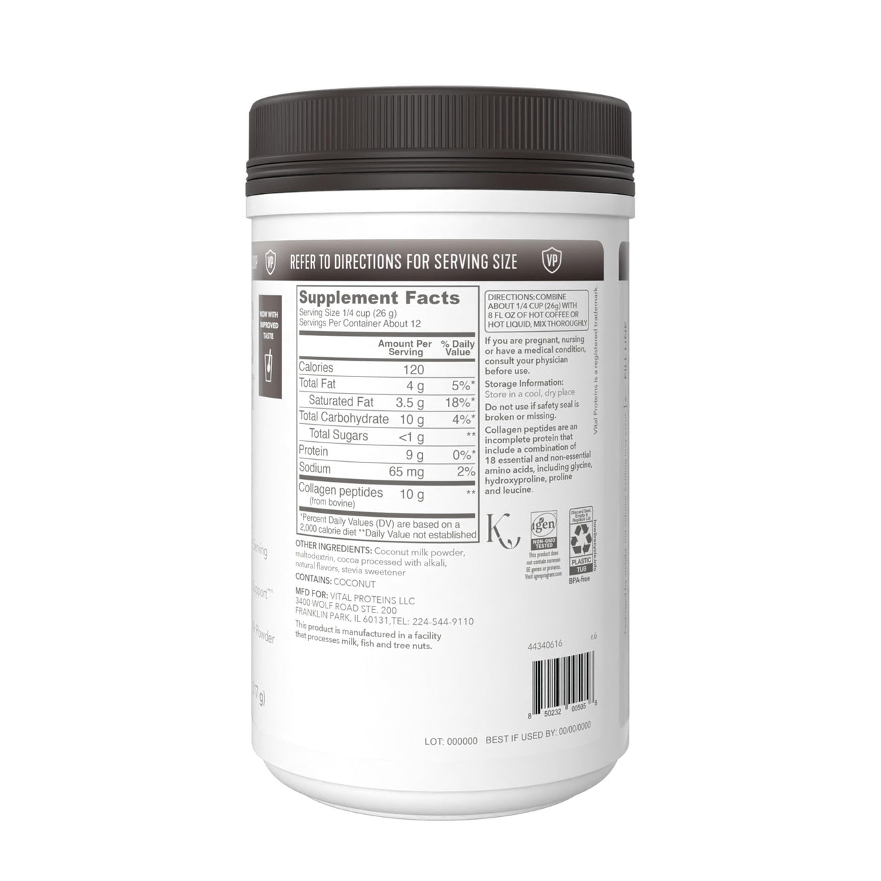 Vital Proteins Collagen Coffee Creamer, Coconut Milk based & Low Sugar Powder with Collagen Peptides Supplement - Supporting Healthy Hair, Skin, Nails with Energy-Boosting MCTs - Mocha 11.2oz