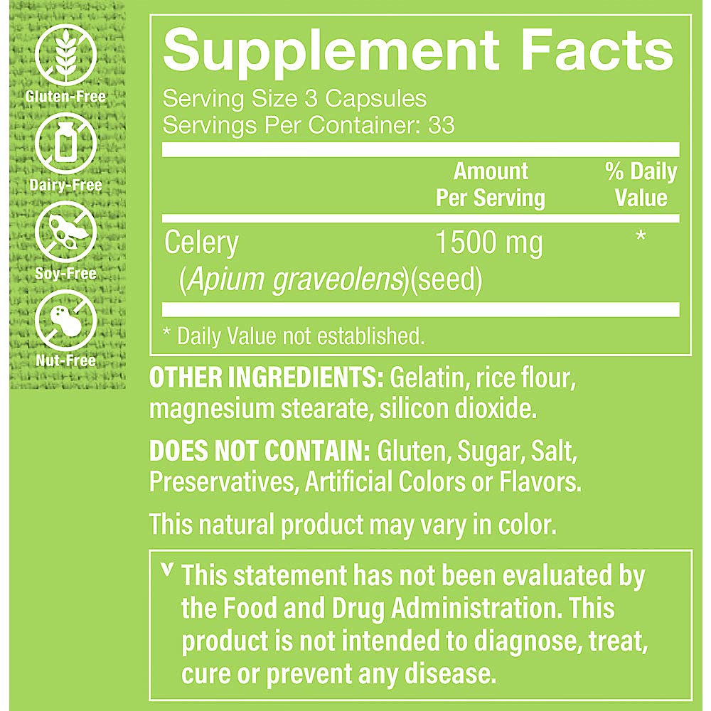 The Vitamin Shoppe Celery Seed 1,500MG, Herbal Support That (100 Capsules)