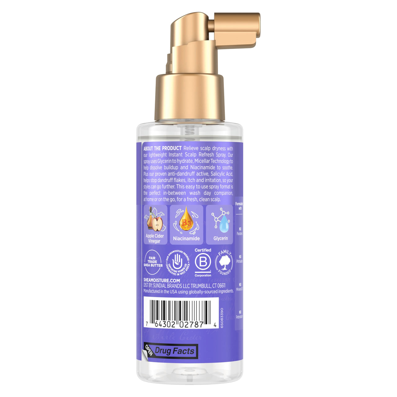 SheaMoisture Dandruff Treatment Instant Scalp Refresh Spray with Salicylic Acid & Scalp Repair Technology, Hydrates Dry Scalp & Controls Itch & Flakes, 4 fl oz
