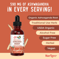 Thumbnail for MaryRuth Organics Ashwagandha Root | USDA Organic Ashwagandha Liquid Drops | Stress Relief, Natural Calm, Relaxation and Mood Support Supplement | Adaptogenic | Nervine | Vegan | Non-GMO | 60 Servings