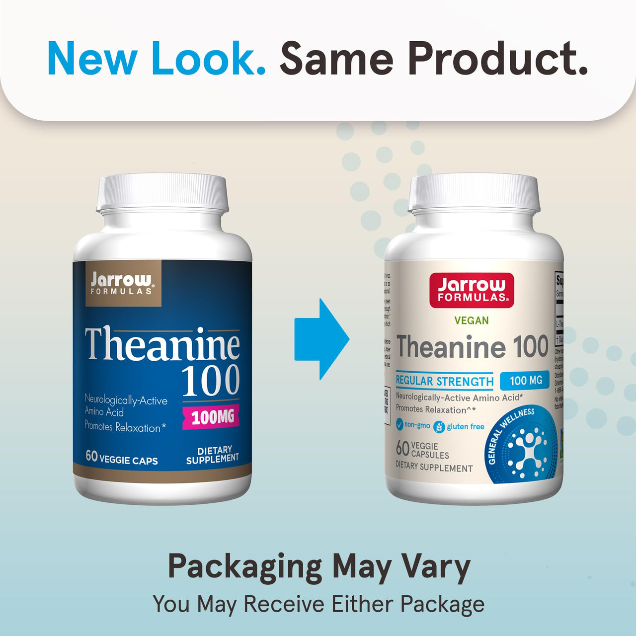 Jarrow Formulas® Regular Strength Theanine 100 mg, Dietary Supplement, 60 Capsules, 60 Day Supply