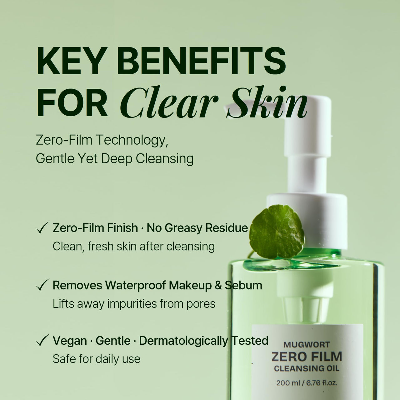 Orien Mugwort Zero Film Cleansing Oil 6.76 fl.oz. 200ml ㅣDaily Makeup Blackhead Removal No pore clogging Korean skincare double cleansing