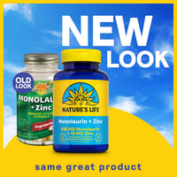 Thumbnail for Nature's Life Monolaurin Plus Zinc Immune Support Supplement - 936mg Monolaurin from Raw Coconuts, Zinc 15mg, Supports Gut Health, Balanced Gut Flora, 60-Day Guarantee, 45 Serv, 90 Vegetarian Capsules