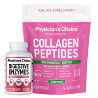 Thumbnail for Physician's CHOICE - Full Gut Health Bundle: Collagen Peptides Powder + Digestive Enzymes 60ct for Digestive Comfort, Workout Recovery, & Skin, Nails, and Joint Support