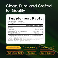 Thumbnail for NatureBell CoQ10 400mg with Omega-3-240 Capsules - Antioxidant Supplement for Heart & Energy Health Support - Supports Cellular Energy* - Extra Strength Coenzyme Q10