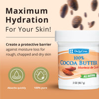 Thumbnail for De La Cruz Cocoa Butter - 100% Pure and Natural Cocoa Butter For Dry, Rough Skin - All Natural Hydrating Moisturizer, 2 OZ (Jar - 1 Count, 2 Ounce)