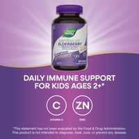 Thumbnail for Nature’s Way Sambucus Kids Elderberry Immune Gummies with Black Elderberry Extract, Daily Immune Support Gummy with Vitamin C and Zinc for Children Ages 2+*, 60 Gummies