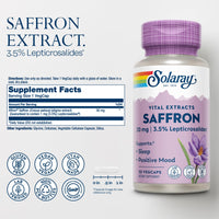 Thumbnail for SOLARAY Saffron Extract - Sleep and Positive Mood Support - Vegan and Gluten Free Saffron Supplements - Lab Verified - 60-Day Guarantee - 30 Servings, 30 VegCaps