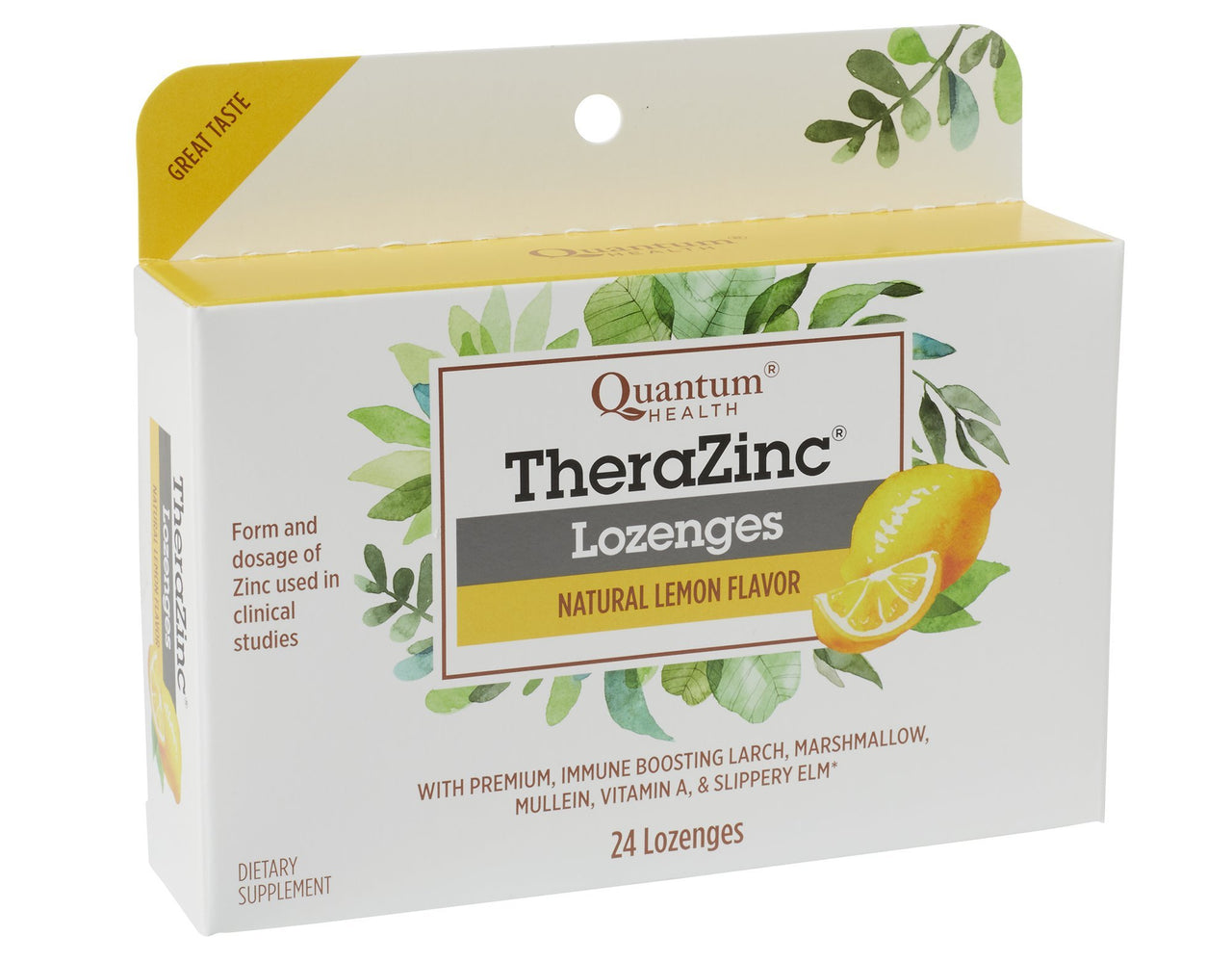 Quantum Health TheraZinc Lemon Lozenges, Made with Zinc Gluconate for Immune Support, 24 Count
