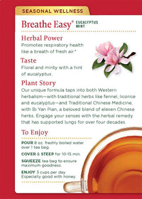 Thumbnail for Traditional Medicinals Breathe Easy Eucalyptus Mint Herbal Tea, Promotes Respiratory Health, (Pack of 1) - 16 Tea Bags