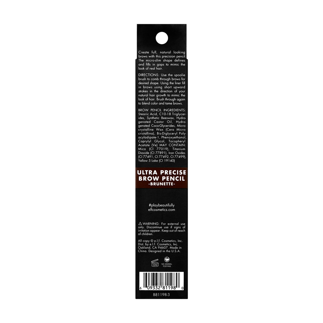 e.l.f. Ultra Precise Brow Pencil, Creamy, Micro-Slim, Precise, Defines, Creates Full, Natural-Looking Brows, Tames and Combs Brow Hair, 0.002 Oz, Brunette, 1 Count