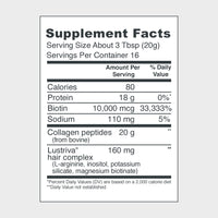 Thumbnail for Vital Proteins Collagen Peptides + Biotin 10000mcg Hair Complex, Hair Growth Supplement - Clinically Studied Lustriva to Promote Thicker Fuller Hair, 20g Unflavored Collagen for Women 11.4oz Powder