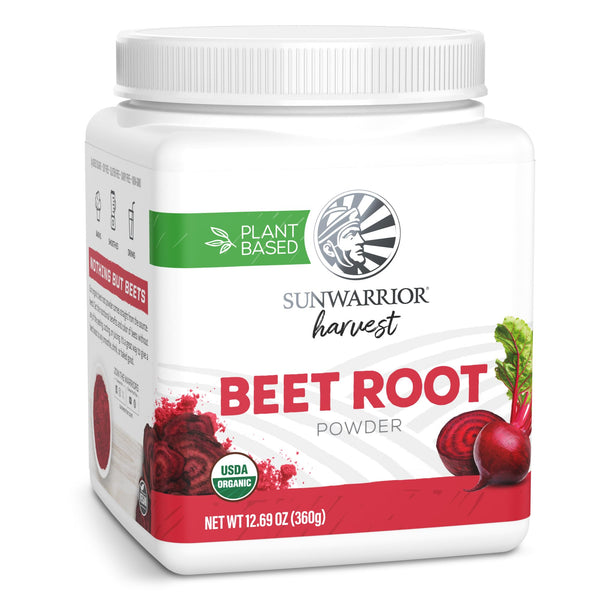 Sunwarrior Beet Root Powder Nitric Oxide Increase Stamina Blood and Flow Circulation Natural Non-GMO Keto Vegan Superfood for Smoothies Acai Pudding Baking 360g sq tub (90 Servings) Organic Harvest