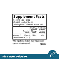 Thumbnail for Carlson - Kid's Super Daily D3, Vitamin D Drops for Kids, 400 IU per drop, 1-Year Supply, Heart & Immune Health, Vegetarian, Liquid Vitamin D Drops, Unflavored, 365 drops