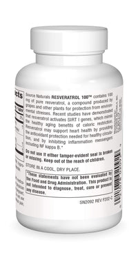 Thumbnail for Source Naturals Resveratrol 100, for Heart and Healthy Aging* 100 mg - 120 Vegetarian Capsules