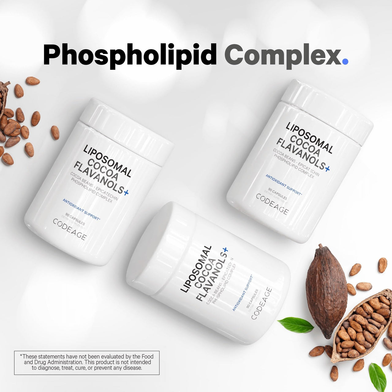 Codeage Liposomal Cocoa Flavanols Supplement - Cocoa Flavanols - Epicatechin Flavonoid - CocoHeart Flavanol Formula - Cocoa Beans - Vegan, Non-GMO - 90 Capsules