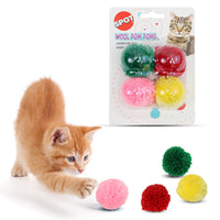 Thumbnail for SPOT Wool Pom Poms Cat Toy - Interactive Wool Balls Cat Toy with Catnip for Cats and Kittens to Bite, Swat and Chase - 1.5 inch, 4 pcs