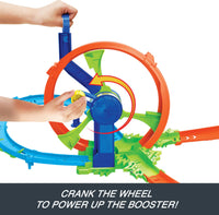 Thumbnail for Hot Wheels Toy Car Track Set, Launch and Loop Playset & 1:64 Scale Die-Cast Vehicle, Crash Area on Figure 8 Track with Loop-Kicker Booster