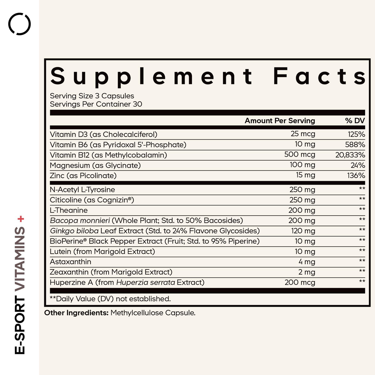 Codeage E-Sport Vitamins+ Citicoline Cognizin, Bacopa Monnieri Supplement, Multivitamins, Astaxanthin, L-Theanine, Ginkgo Biloba, Acetyl-L-Tyrosine, Huperzine A, Lutein, Esport Gaming - 90 Capsules