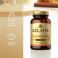 Thumbnail for Solgar Gelatin 1680 mg, 100 Capsules - Natural Gelatin - Supports Bone, Joint & Skin Health - Gluten Free, Dairy Free - 33 Servings