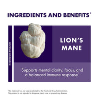 Thumbnail for Host Defense Mushrooms Lion's Mane - Supplement Capsules for Brain Health Support - Mushroom Support for Focus & Memory Function - Immune & Nervous System Supplement - 120 Capsules