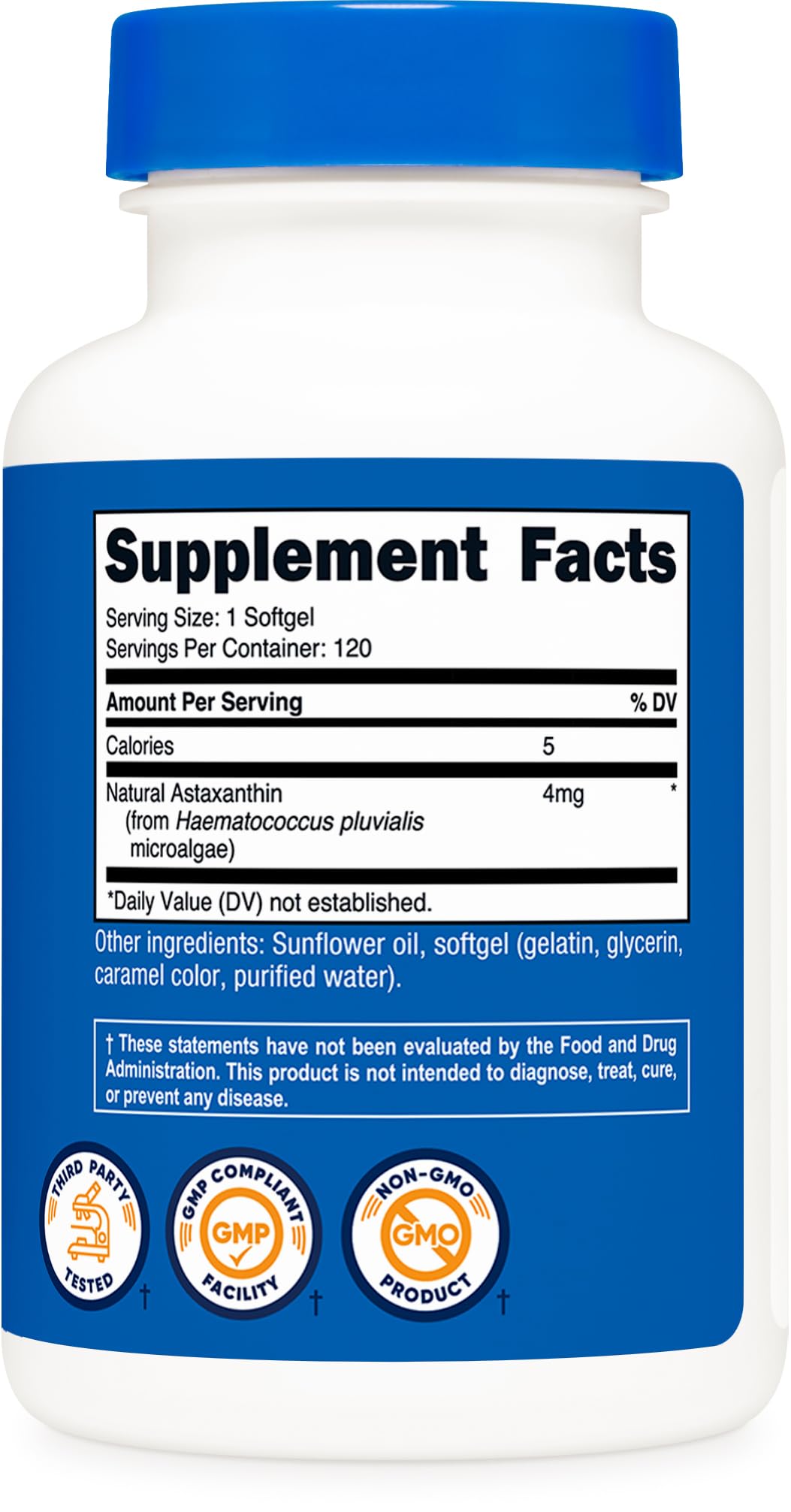 Nutricost Astaxanthin 4mg, Gluten Free and Non-GMO, 120 Softgels (4 Month Supply)