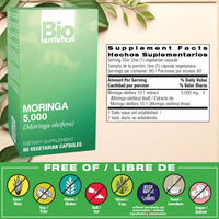 Thumbnail for Bio Nutrition Moringa 5000mg 60 Vegetarian Capsules | Complete Green Superfood | Nature's Multivitamin | Energy and Gut Health
