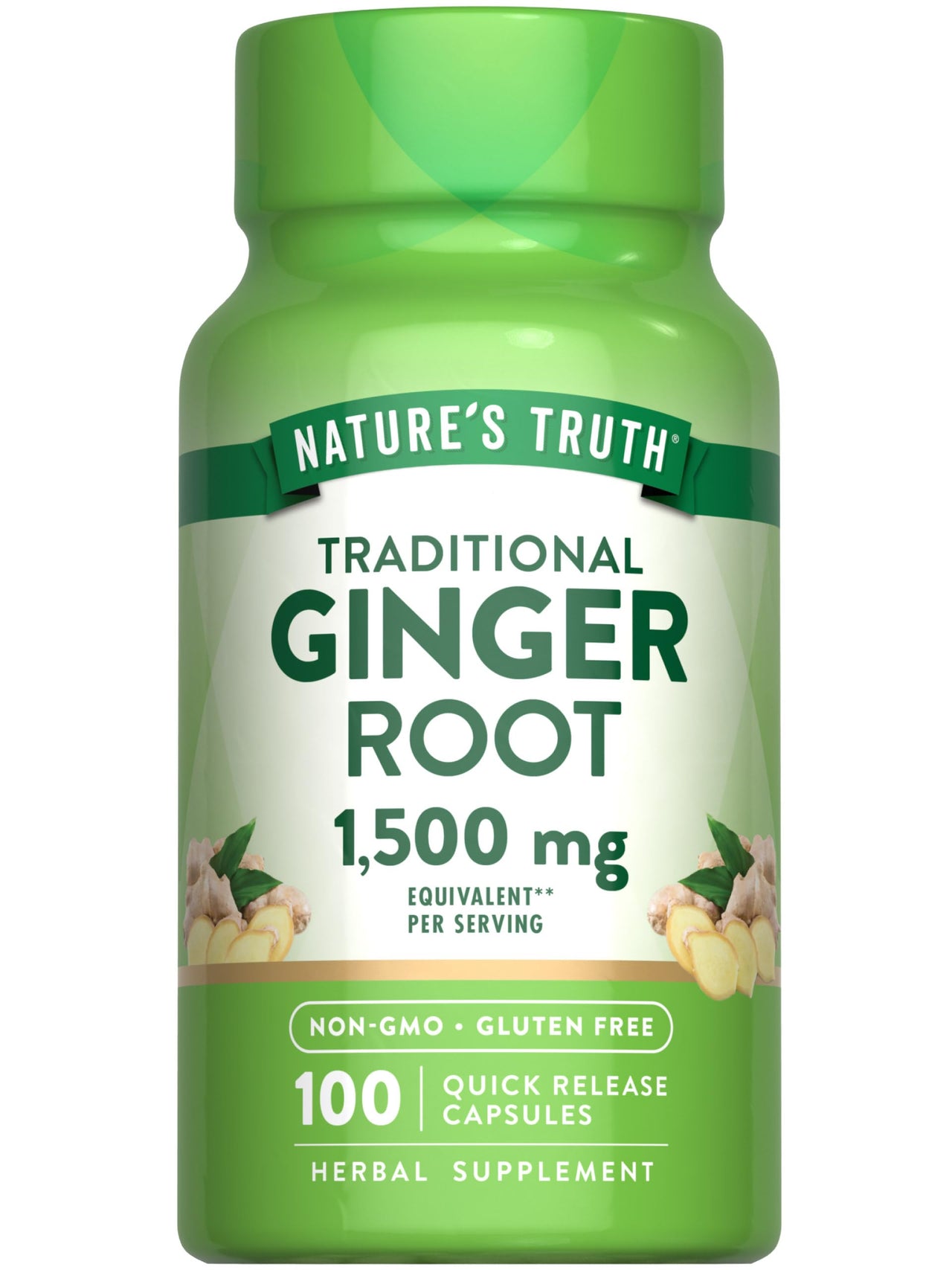 Nature's Truth Ginger Root Capsules | 100 Count | from Ginger Root Extract | Non-GMO and Gluten Free Supplement