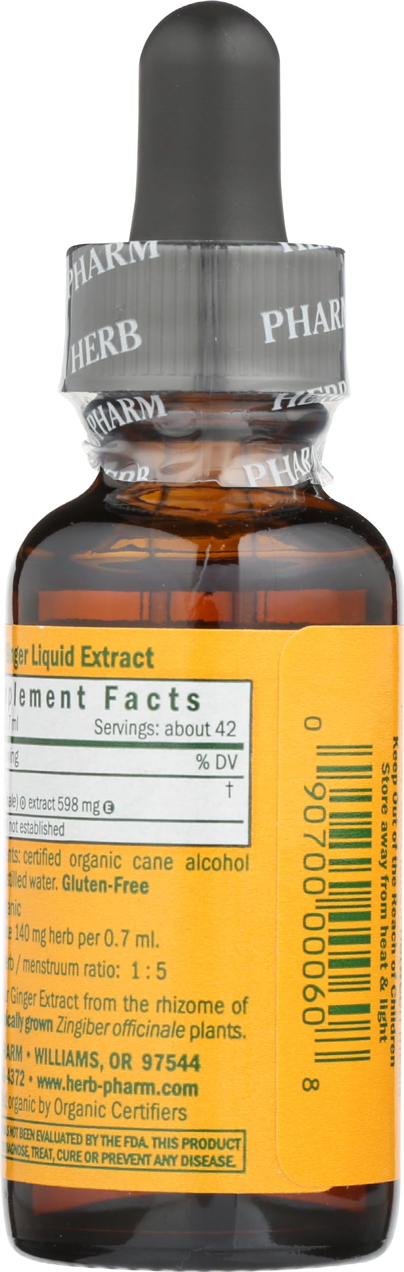 Herb Pharm Certified Organic Ginger Liquid Extract for Digestive Support - 1 Ounce
