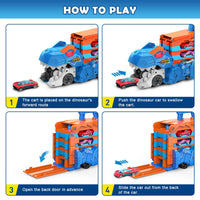 Thumbnail for VATOS Toddler Truck Toy - Ejection Folding Dinosaur Track, Portable Truck Car with 8 Race Cars, Best Gift Toy Cars Set for Toddlers 3 4 5 6 7 Years Old