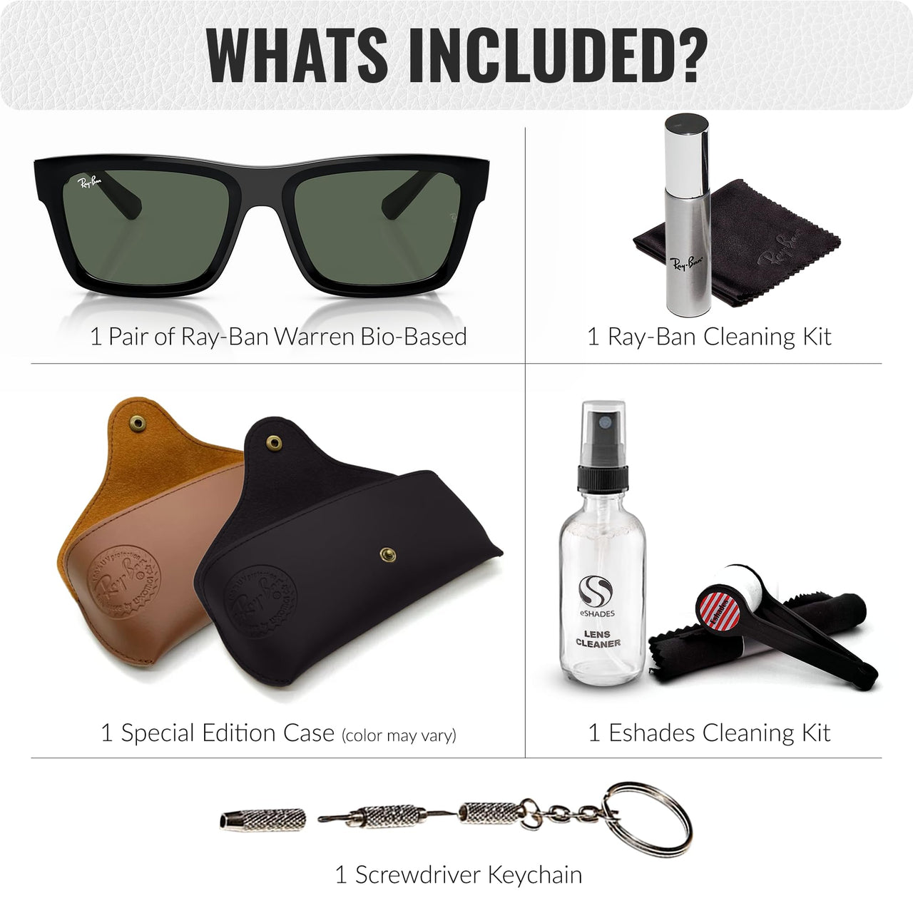 Ray-Ban RB4396 WARREN BIO-BASED Rectangle Shaped Non-Polarized Sunglasses for Men & Women – Includes Official RAYBAN Eyewear Kit – Ideal Formal & Casual Wear Sunglasses – Dark Green Lens