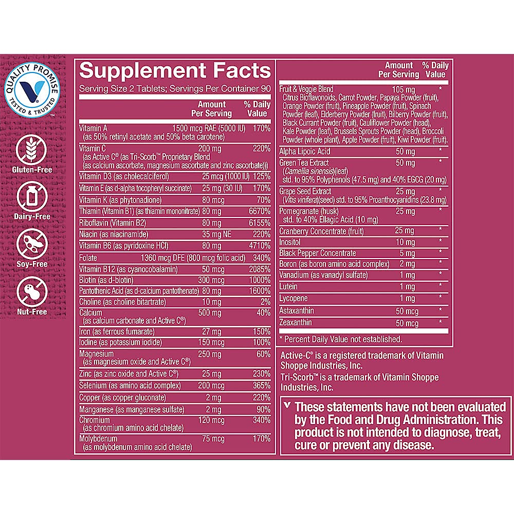 The Vitamin Shoppe Ultimate Woman Multivitamin - High Potency Daily Multi with Energy Blend, Complete Nutrition for Women (180 Tablets)