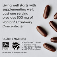 Thumbnail for Sports Research® Cranberry Fruit Complex Supplement - Softgels for Urinary Tract Health Support - Made with Pacran®­ & Vitamins C & E - Non-GMO & Gluten Free - 90 Count