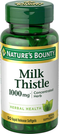 Thumbnail for Nature's Bounty Milk Thistle 1000mg, Herbal Health Supplement, Daily Supplement, Gluten Free, Rapid Release Softgels, 50 Ct