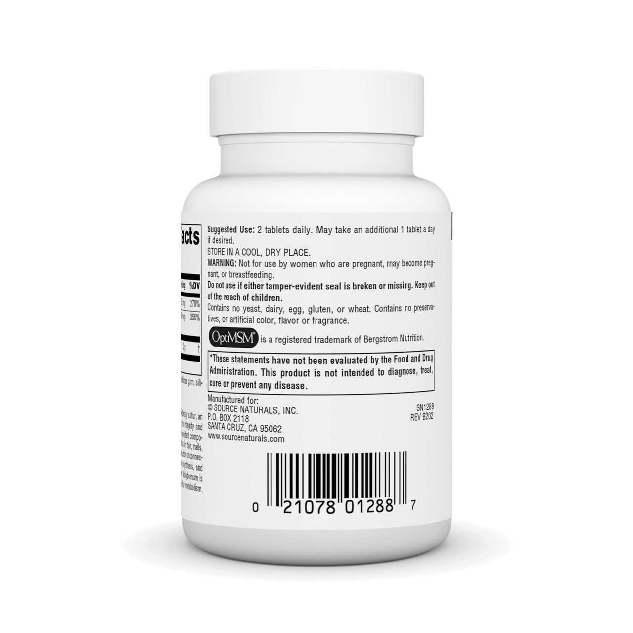 Source Naturals MSM (methylsulfonylmethane), a Dietary Sulfer Supplement, 1,000 MG - 60 Tablets