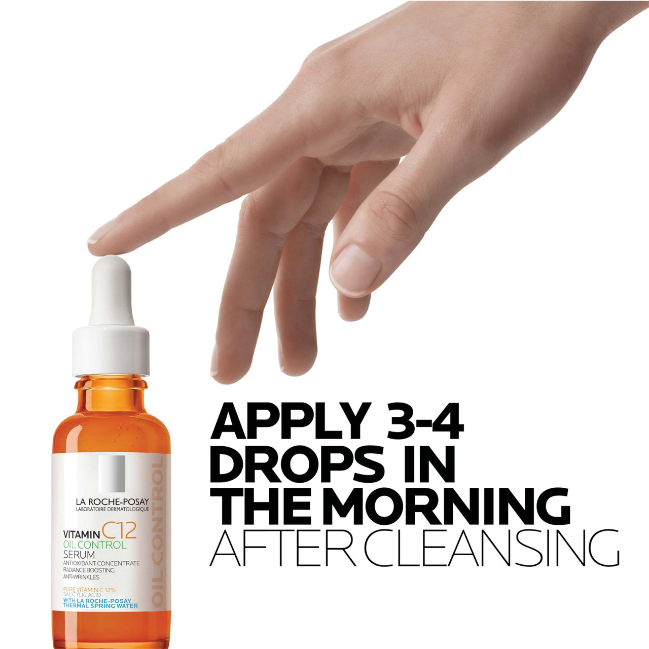 La Roche-Posay Pure 12% Vitamin C Oil Control Serum For Face With Hyaluronic Acid & Salicylic Acid, Hydrating Face Serum for Oily & Combination Skin, Boost Radiance & Reduce Wrinkles